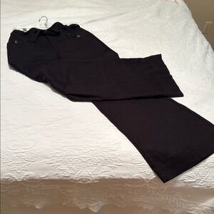 Anthropologie Black Wide Leg Linen Pants